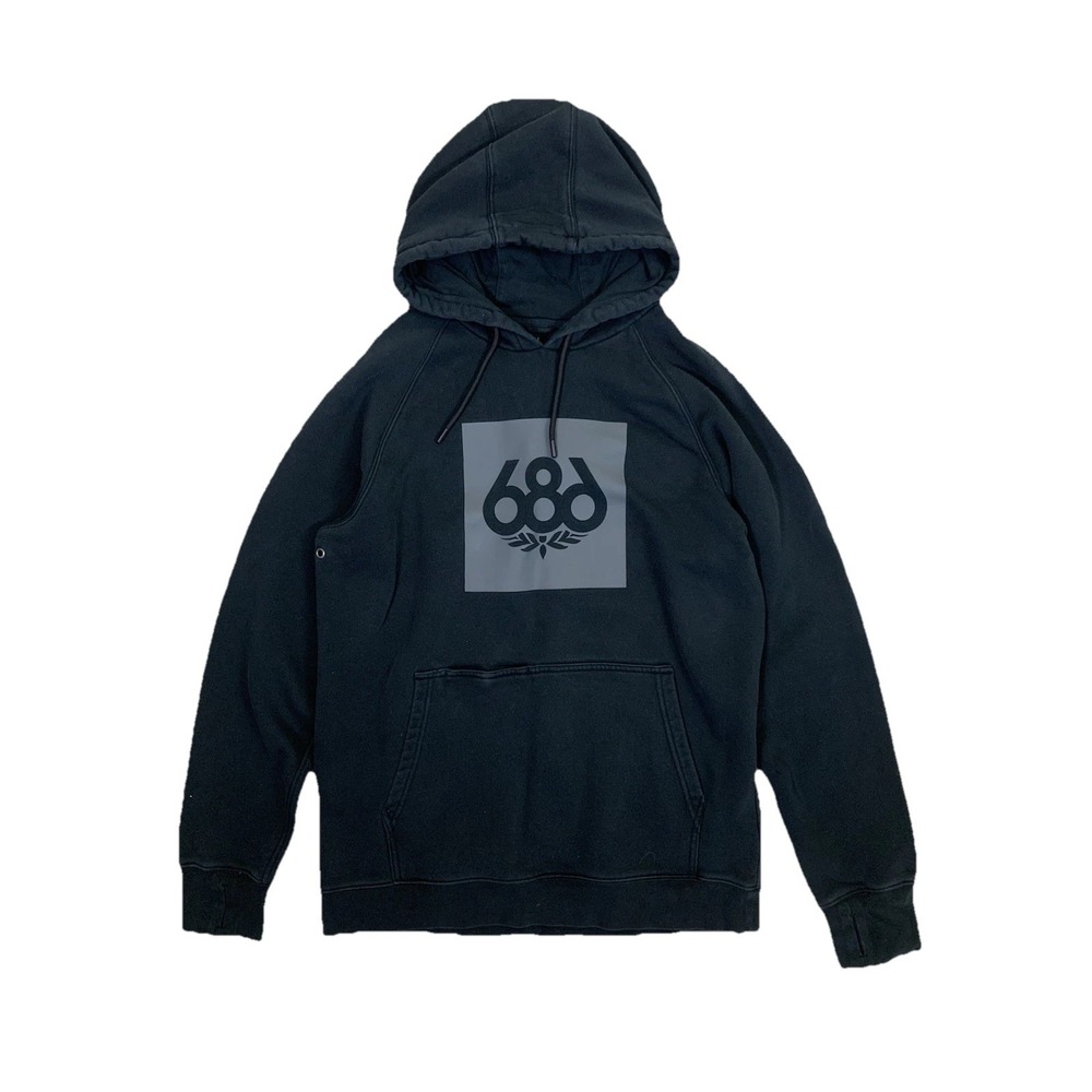 686 Black Logo Hoodie Skate Streetwear Snowboard Grunge Core Large